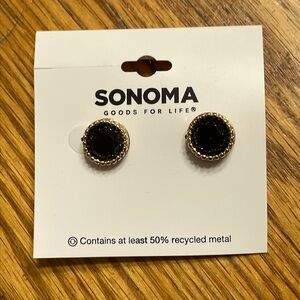 !!NEW!! Sonoma Gold-tone Black Stone textured rim stud earrings